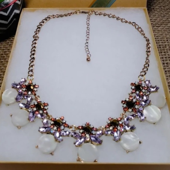 Nacar statement piece Multi-Color Crystal Stone Choker Necklace - Picture 1 of 4